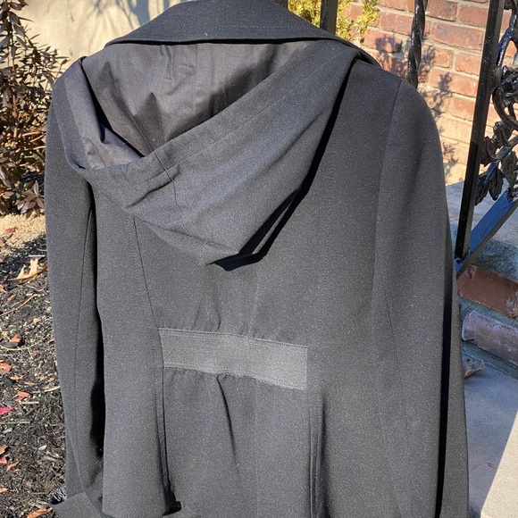 Theory Black Blazer Jacket with Detachable Hood and Drawstring Size: Medium - Picture 2 of 12